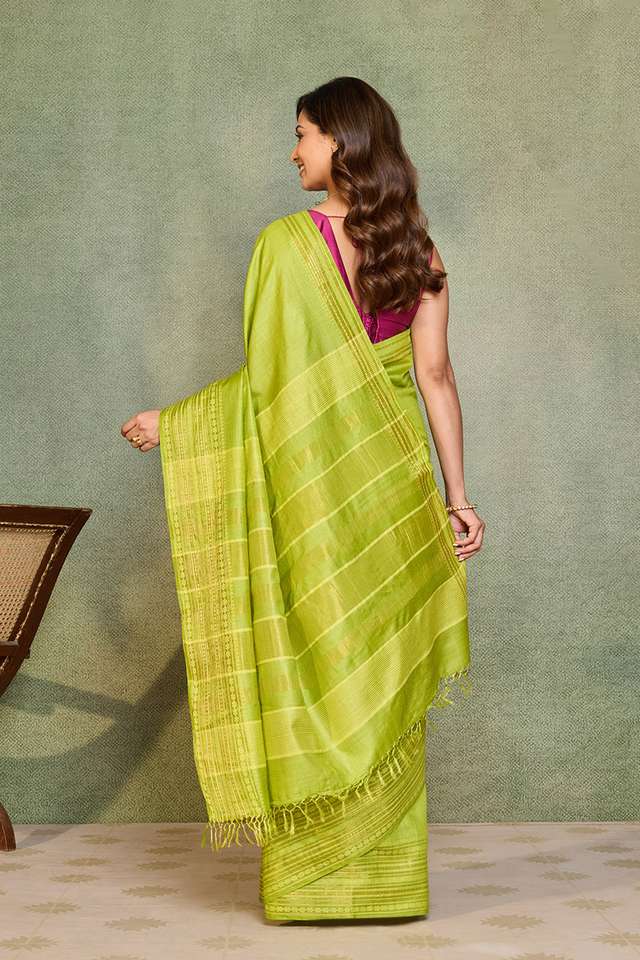 Green Chattisgarh Woven Pure Tussar Silk Saree thumbnail image number null