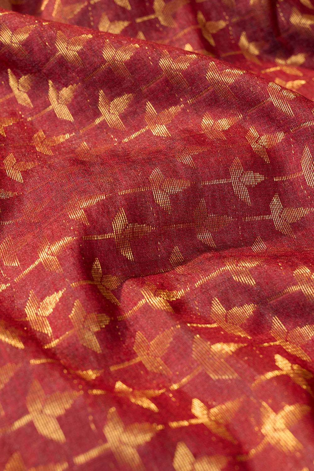 Dark Red Chattisgarh Woven Pure Tussar Silk Saree image number null