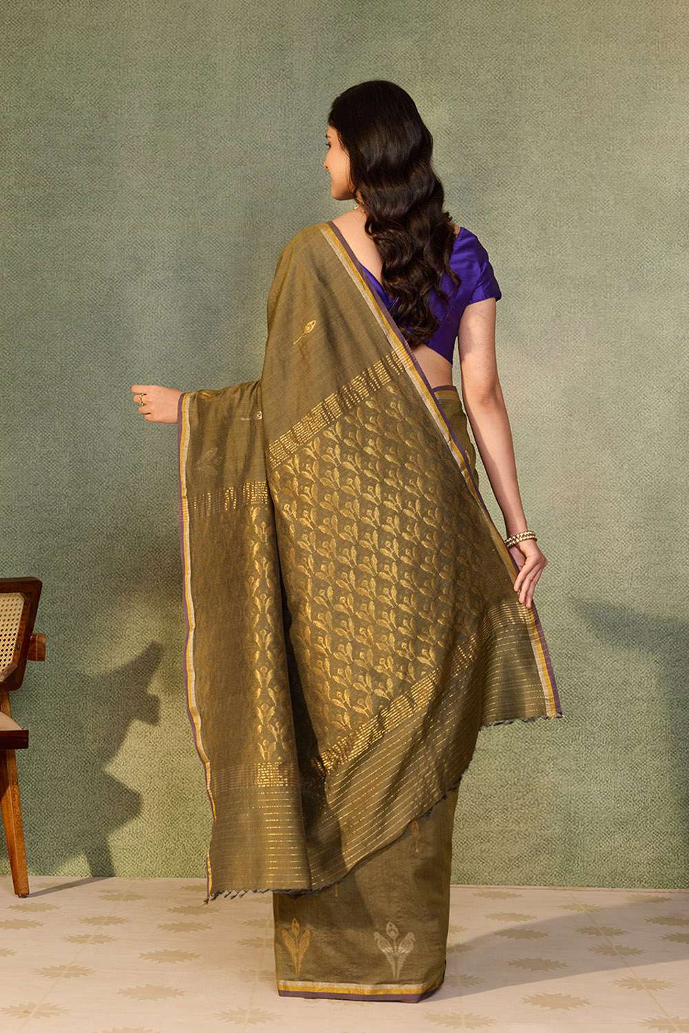 Dark Green Chattisgarh Woven Pure Tussar Silk Saree image number null