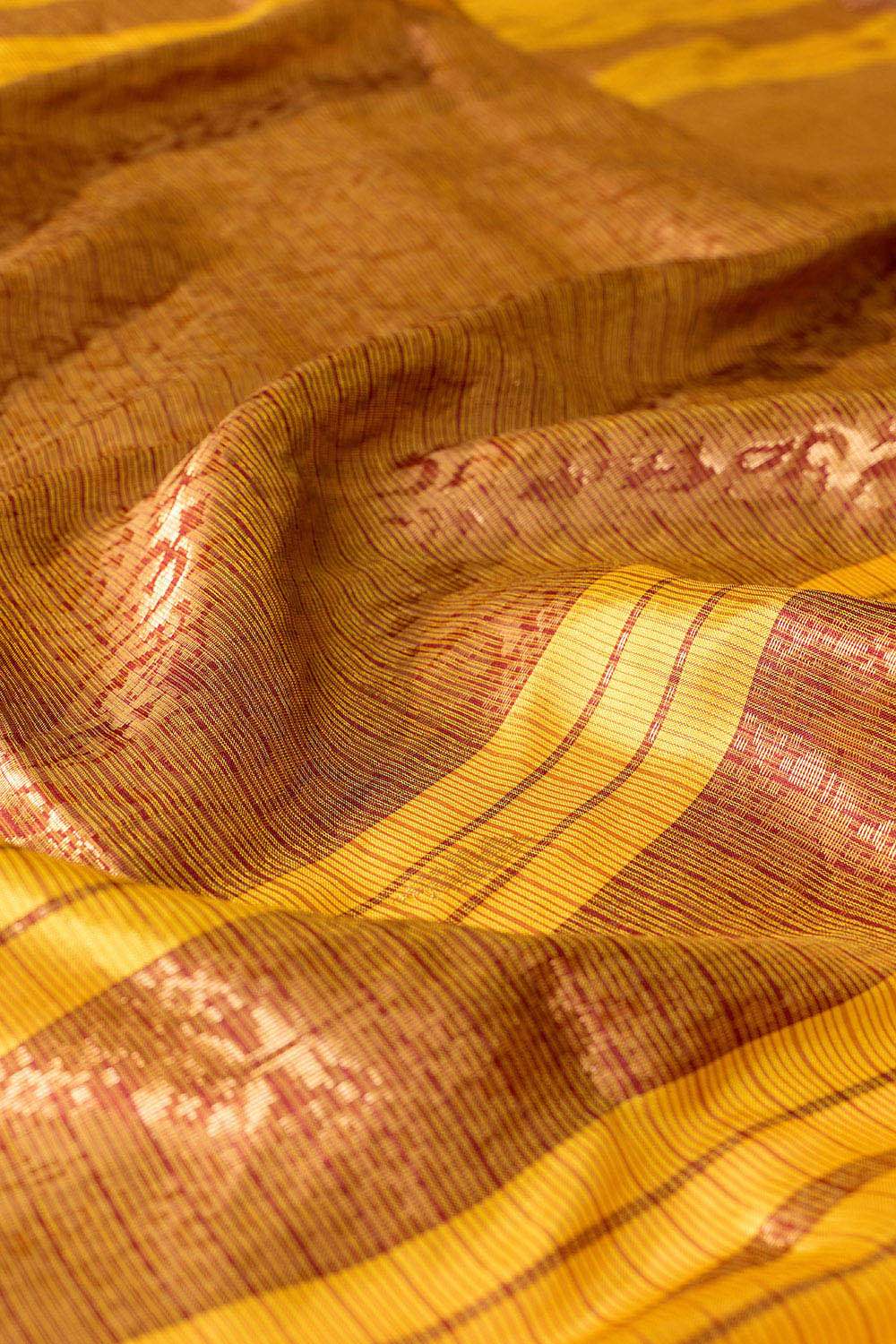 Yellow Woven Pure Silk Maheshwari Saree image number null