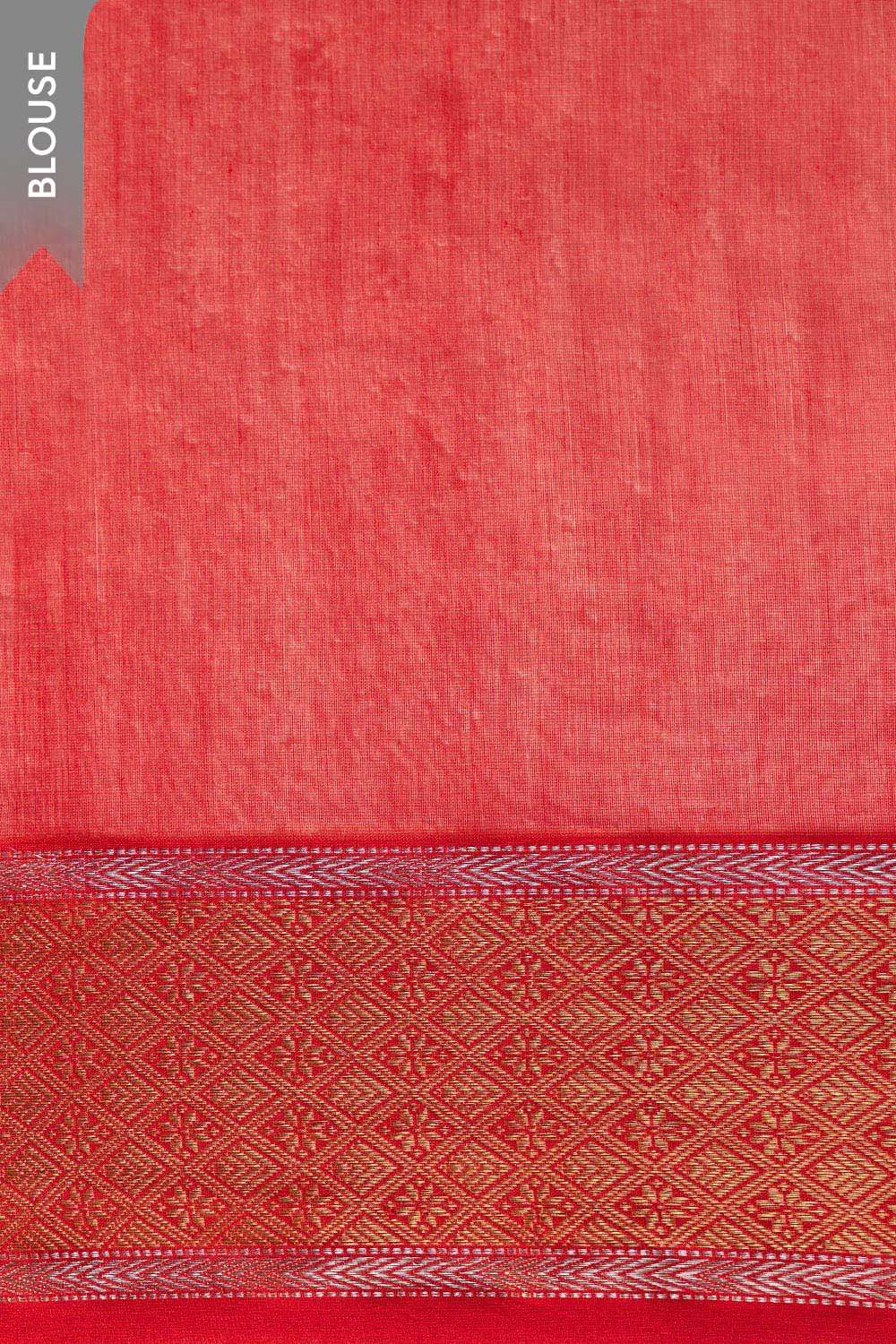 Red Woven Pure Silk Cotton Maheshwari Saree image number null