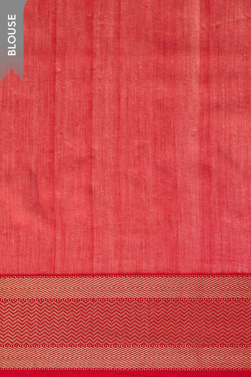 Red Woven Pure Silk Cotton Maheshwari Saree image number null