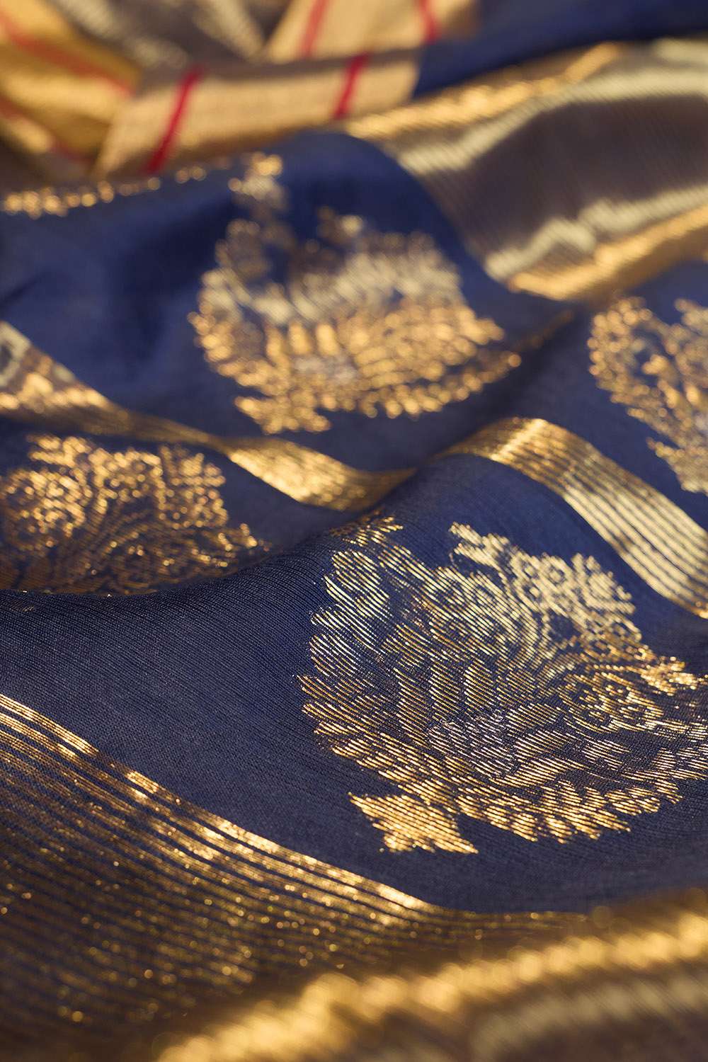Dark Blue Woven Pure Silk Cotton Chanderi Saree image number null