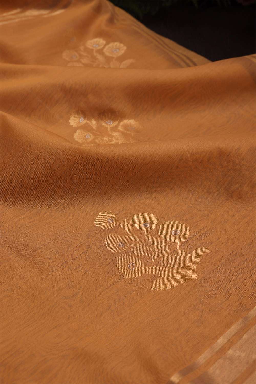 Light Orange Chanderi Silk Cotton Saree image number null