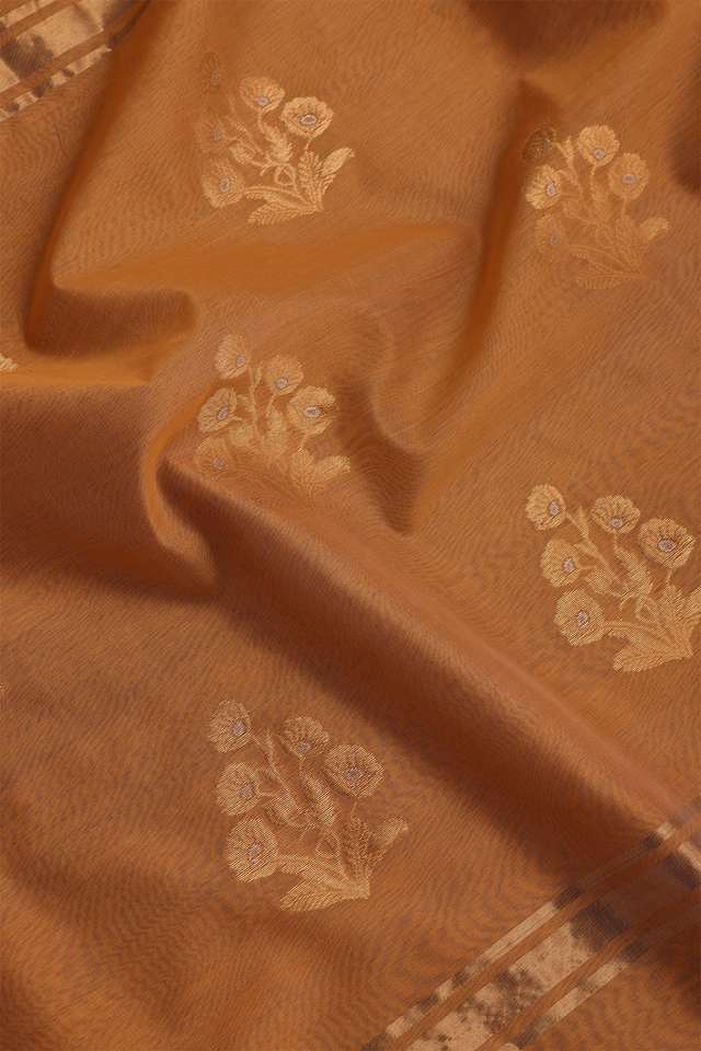Light Orange Chanderi Silk Cotton Saree thumbnail image number null