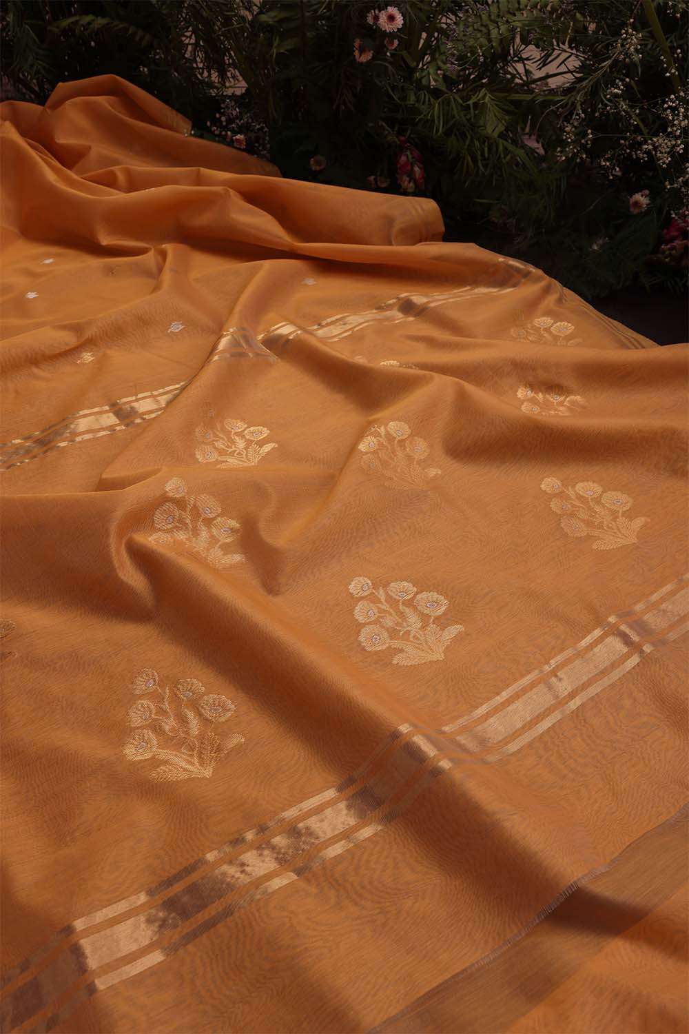 Light Orange Chanderi Silk Cotton Saree image number null