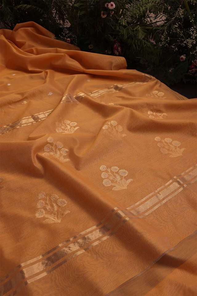 Light Orange Chanderi Silk Cotton Saree thumbnail image number null