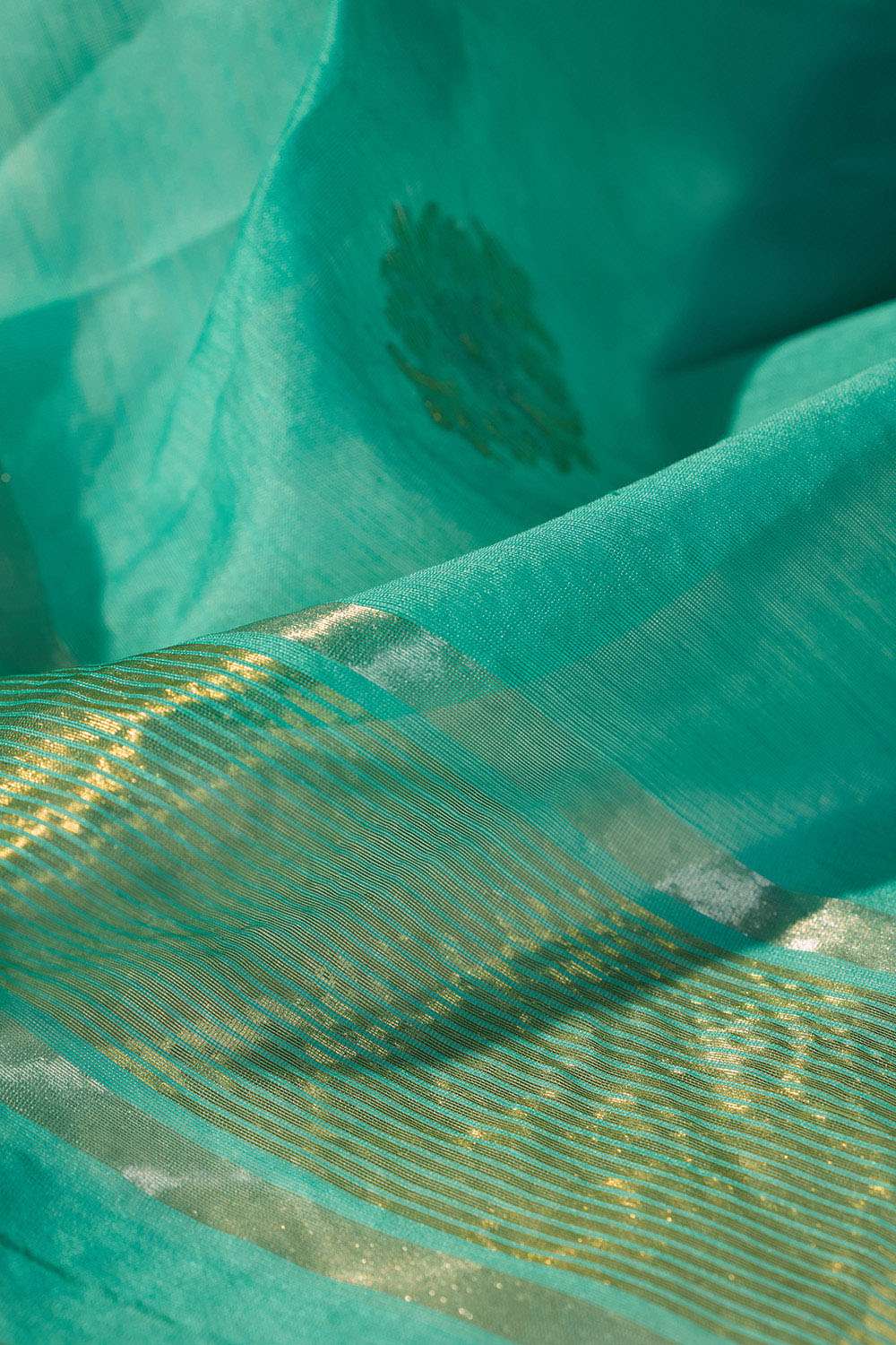 Light Blue Woven Pure Silk Cotton Chanderi Saree image number null