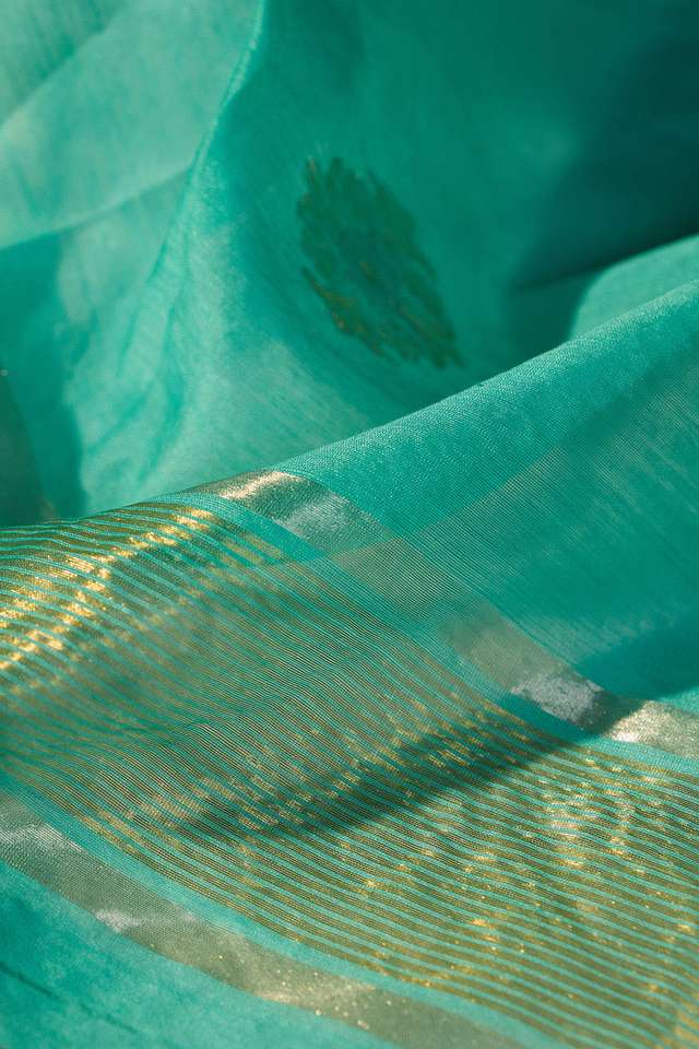 Light Blue Woven Pure Silk Cotton Chanderi Saree thumbnail image number null