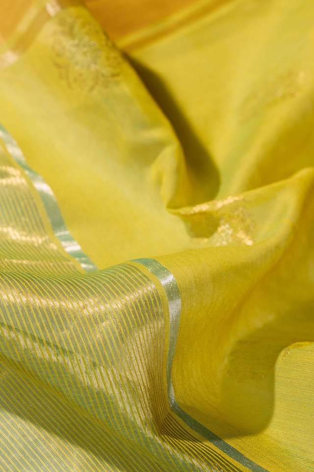 Light Green Woven Pure Silk Cotton Chanderi Saree thumbnail image number null