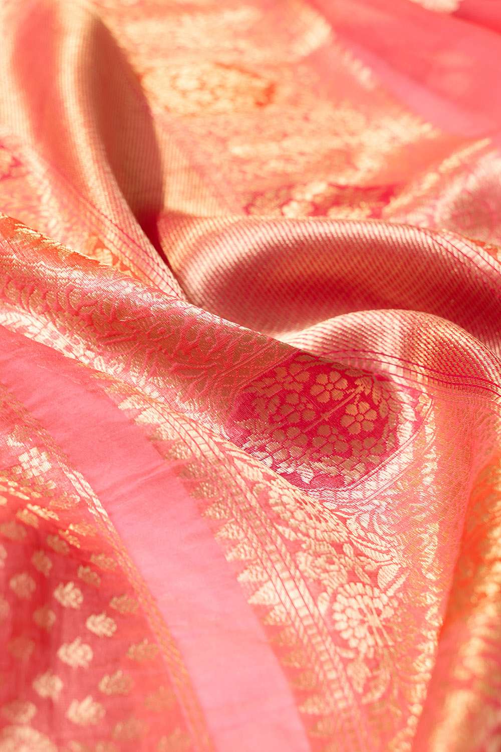 Light Pink Pure Silk Organza Kadwa Banarasi Saree image number null