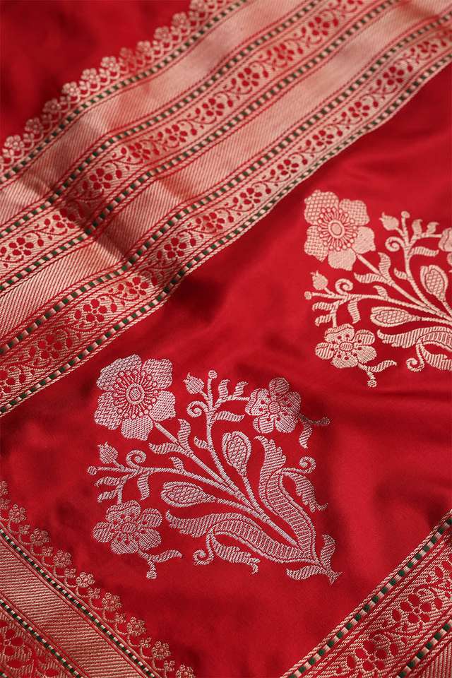 Red Banaras Silk Saree thumbnail image number null