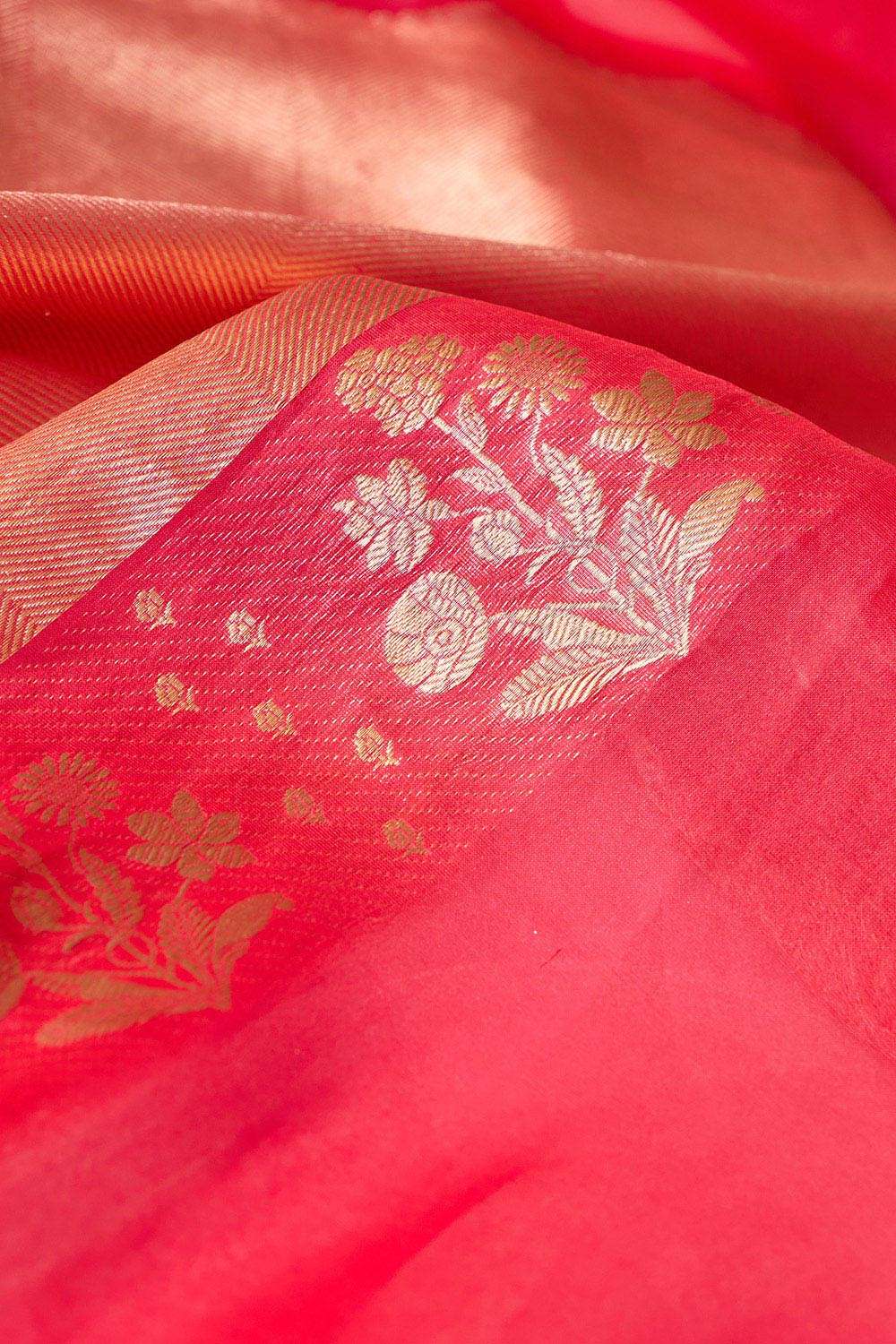 Pink Pure Silk Organza Kadwa Banarasi Saree image number null