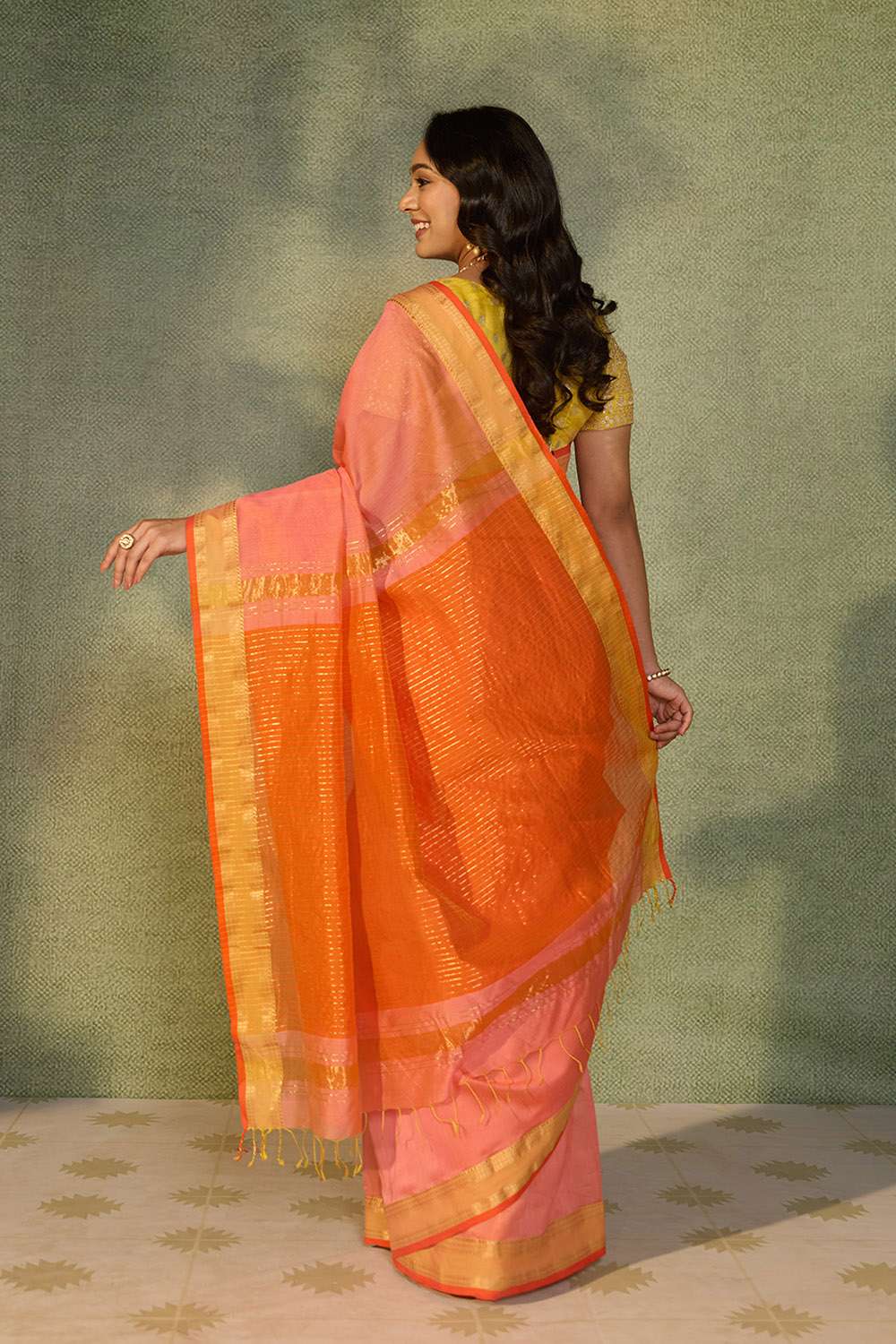 Light Pink Woven Pure Silk Cotton Maheshwari Saree image number null