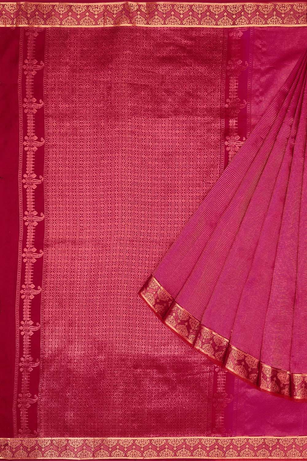 Pink Woven Kanjivaram Inspired Design Pure Silk Saree image number null