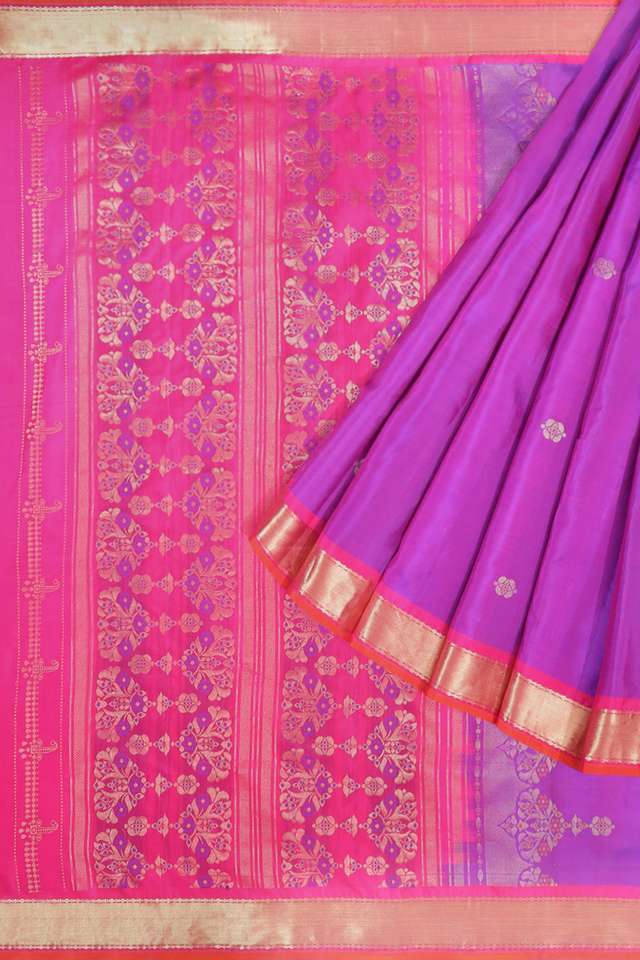 Purple Woven Kanjivaram Inspired Design Pure Silk Saree thumbnail image number null