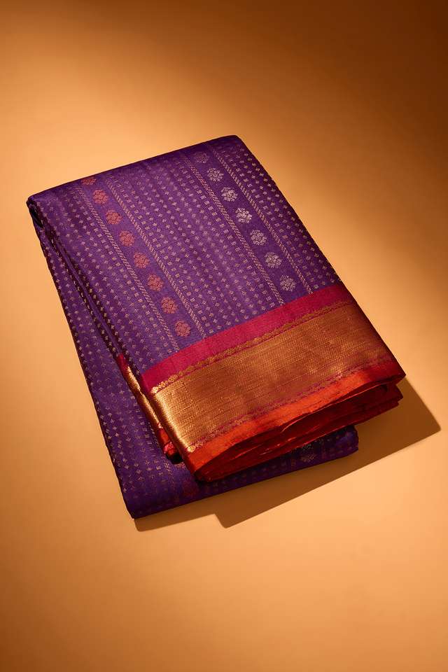 Dark Blue Woven Kanjivaram Inspired Design Pure Silk Saree image number
