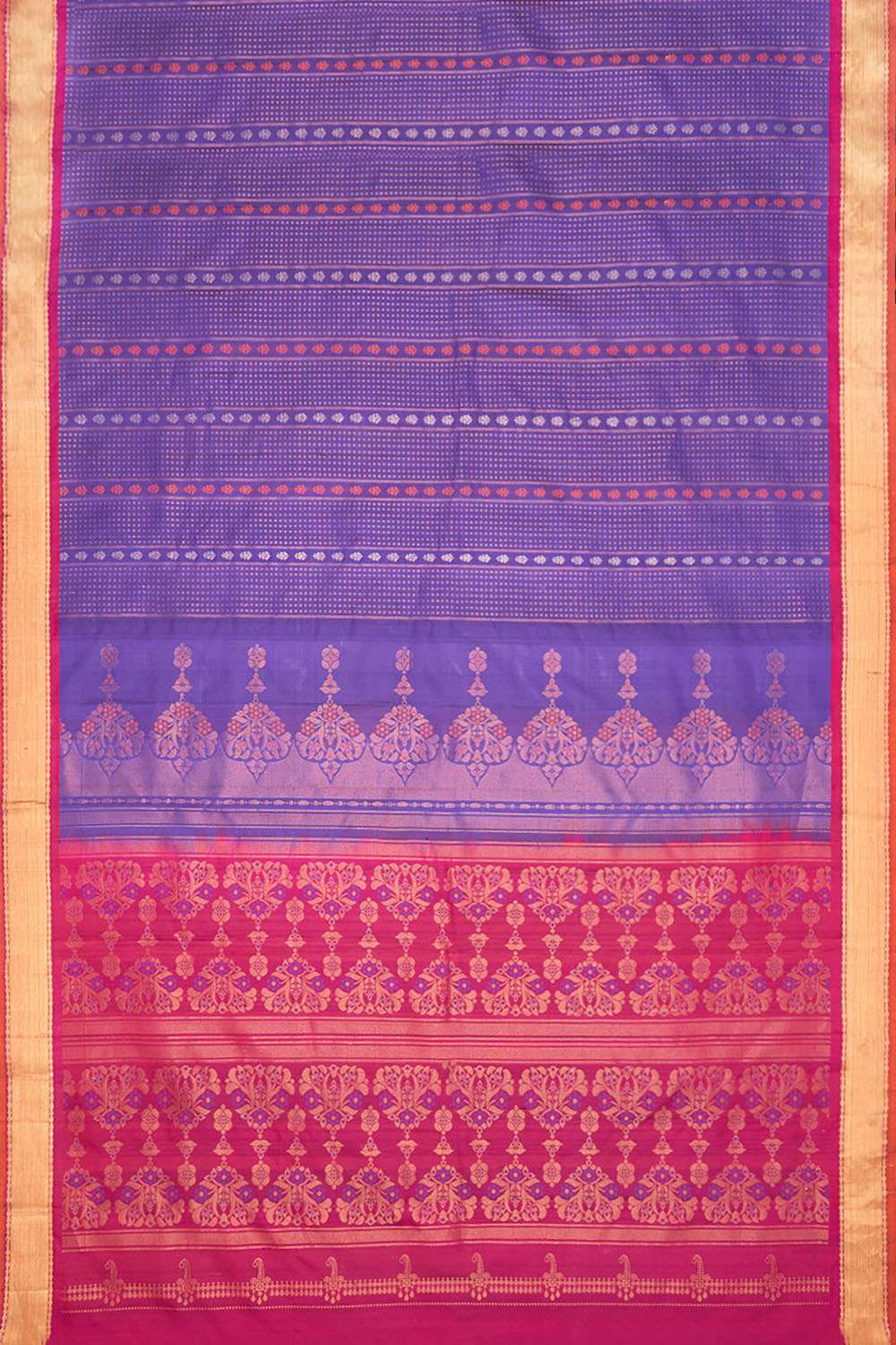 Dark Blue Woven Kanjivaram Inspired Design Pure Silk Saree image number null