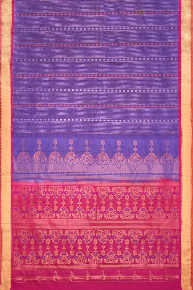 Dark Blue Woven Kanjivaram Inspired Design Pure Silk Saree thumbnail image number null