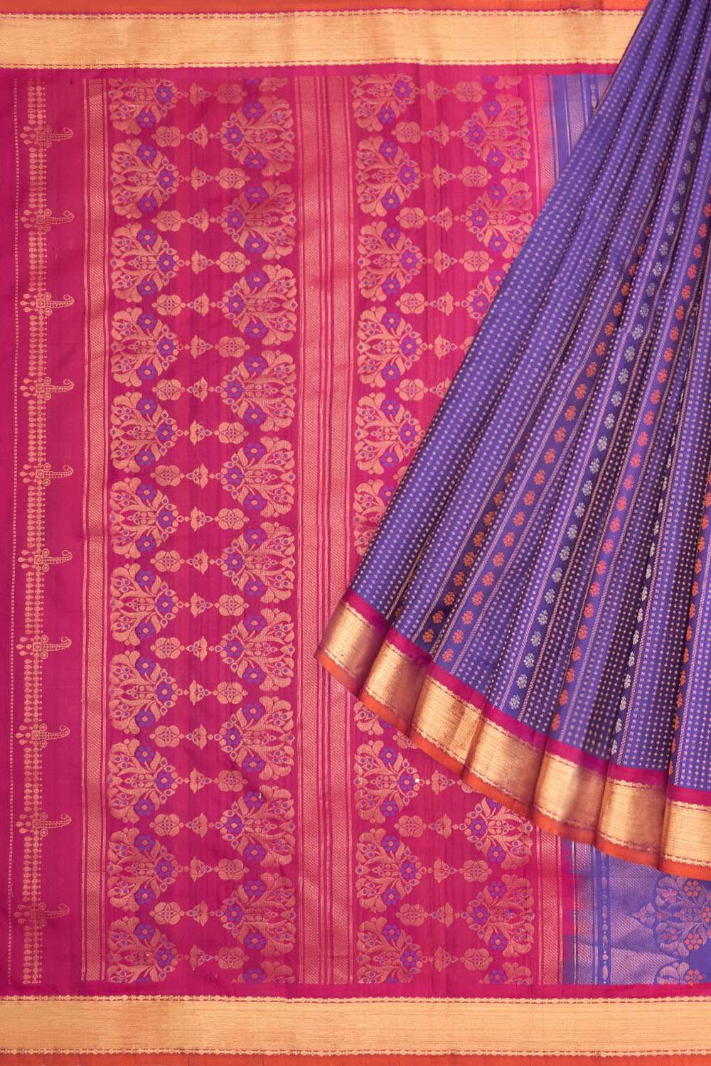 Dark Blue Woven Kanjivaram Inspired Design Pure Silk Saree image number null