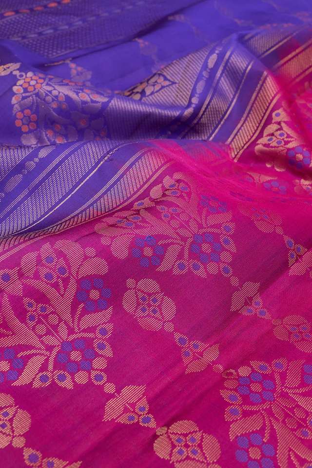 Dark Blue Woven Kanjivaram Inspired Design Pure Silk Saree thumbnail image number null