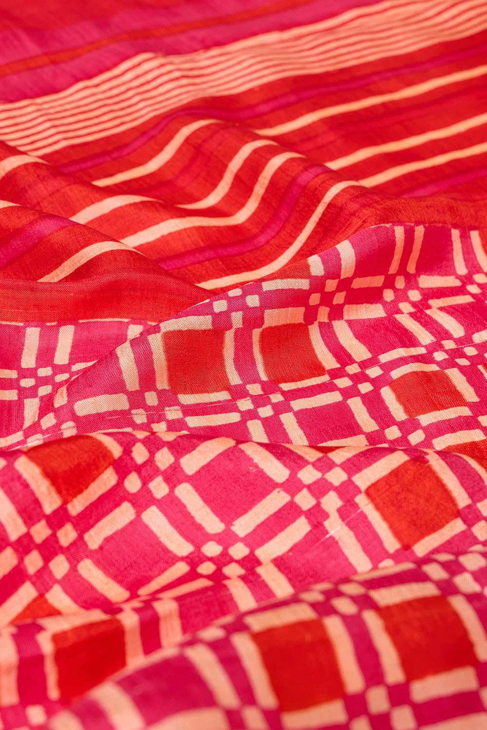 Pink Pure Silk Block Printed Bengal Saree image number null