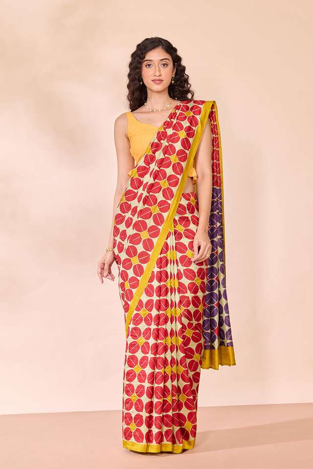 Light Green Pure Silk Block Printed Bengal Saree thumbnail image number null