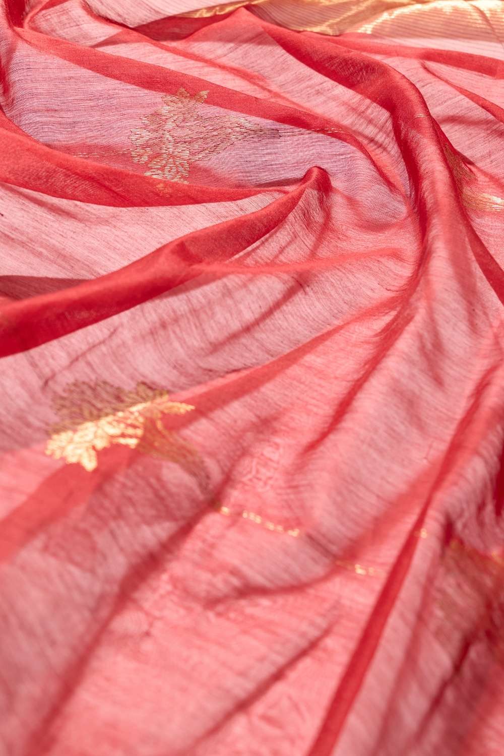 Dark Red Chanderi Woven Pure Silk Cotton Saree image number null