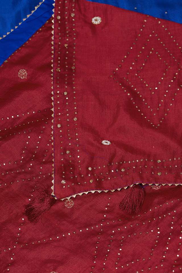 Blue Pure Silk Mukaish Embroidery Saree thumbnail image number null
