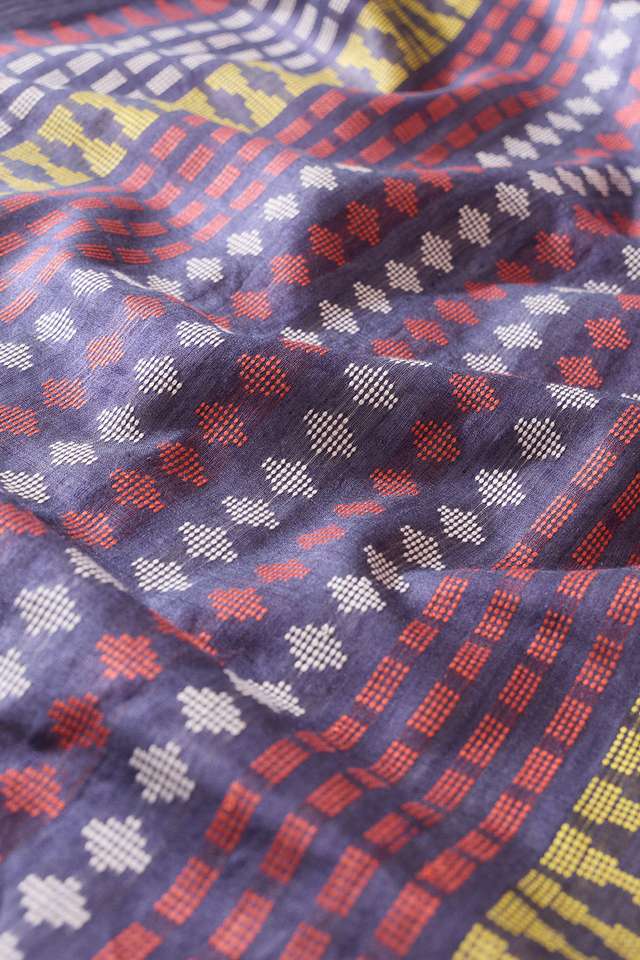 Dark Blue Bhagalpur Woven Pure Tussar Silk Saree thumbnail image number null