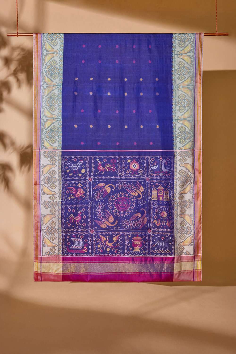 Dark Blue Rajkot Pure Silk Ikat Saree image number null