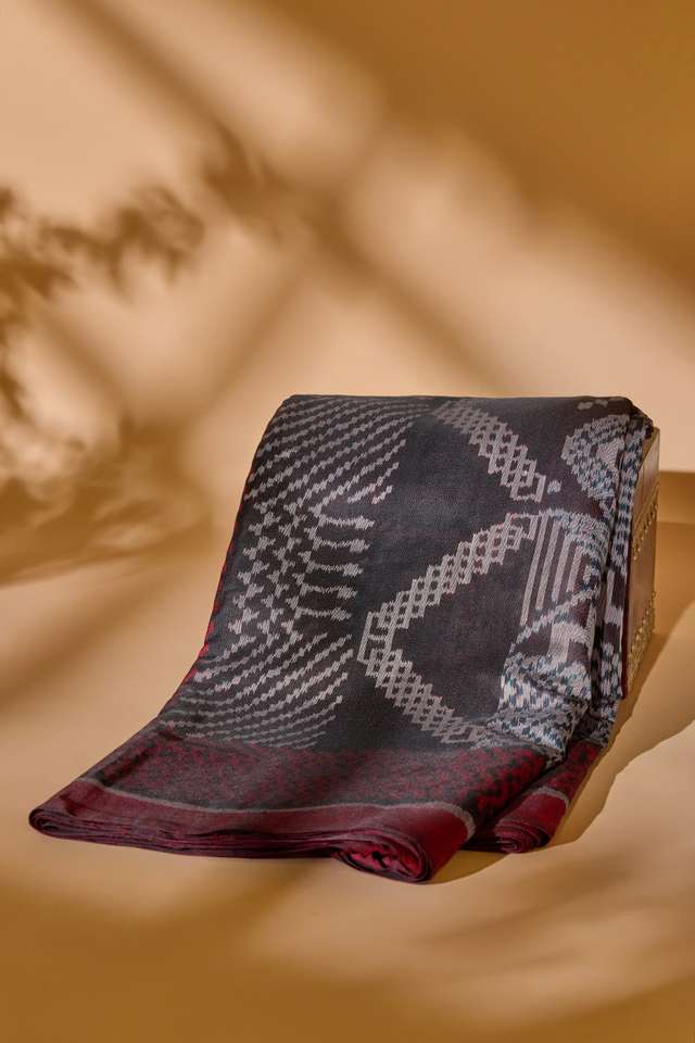 Black Rajkot Pure Silk Ikat Saree image number