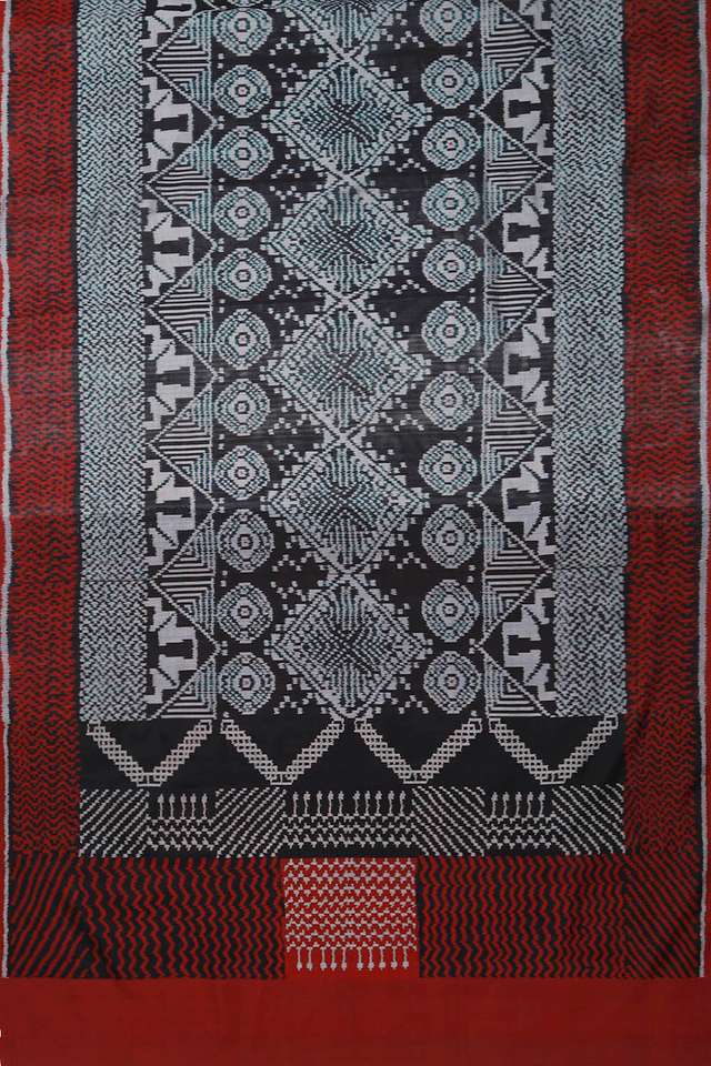 Black Rajkot Pure Silk Ikat Saree thumbnail image number null