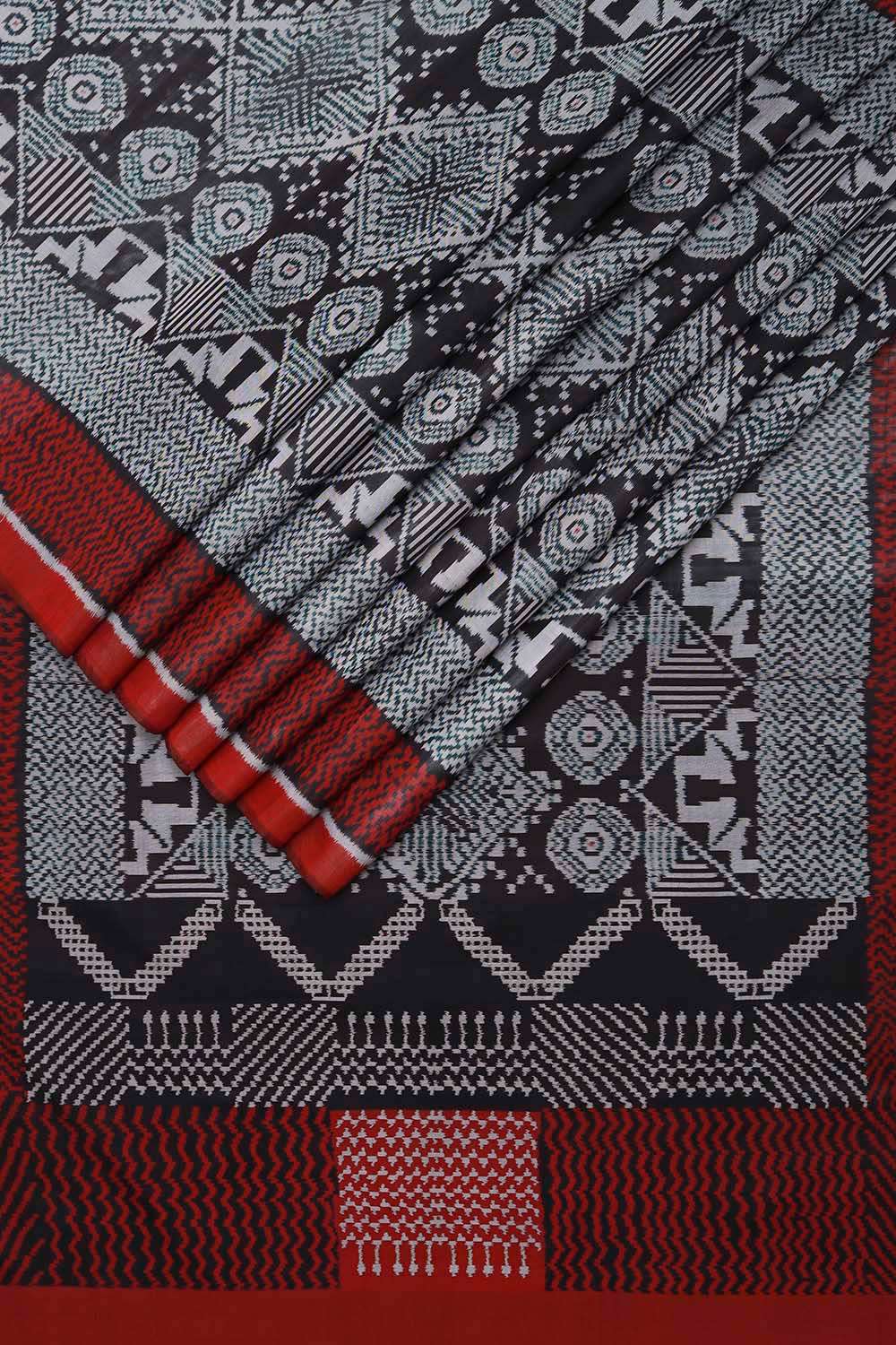 Black Rajkot Pure Silk Ikat Saree image number null