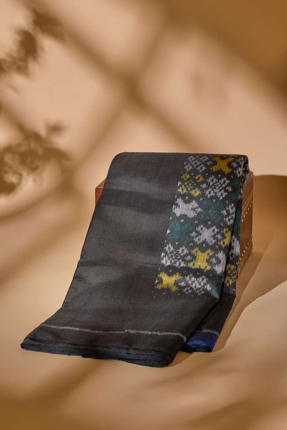 Black Rajkot Pure Silk Ikat Saree