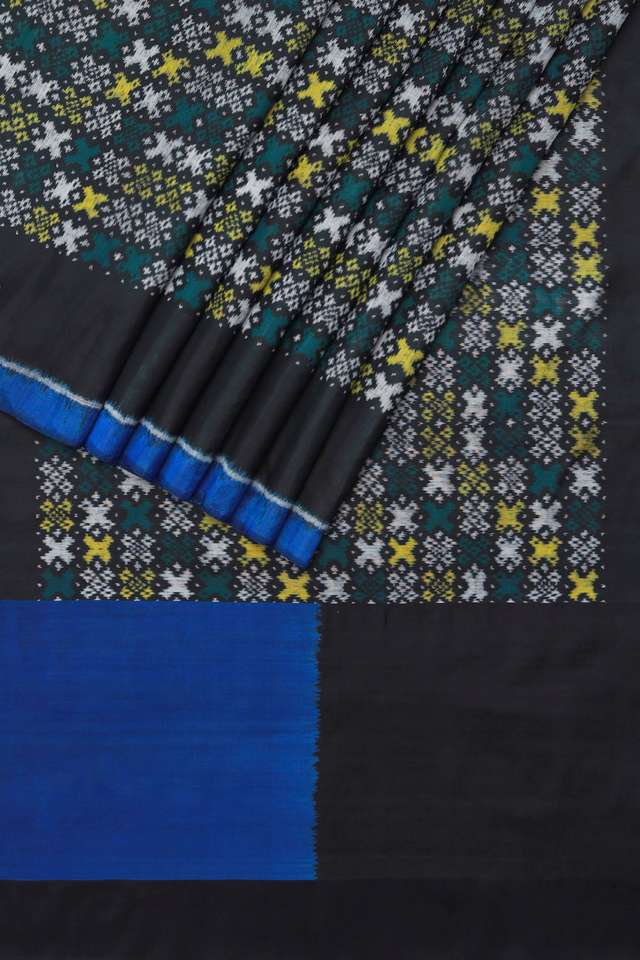 Black Rajkot Pure Silk Ikat Saree thumbnail image number null