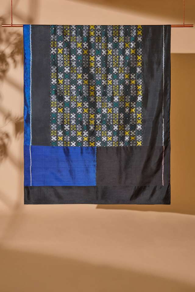 Black Rajkot Pure Silk Ikat Saree thumbnail image number null