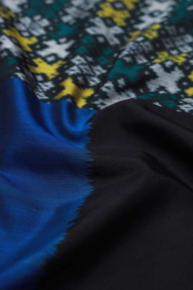 Black Rajkot Pure Silk Ikat Saree thumbnail image number null