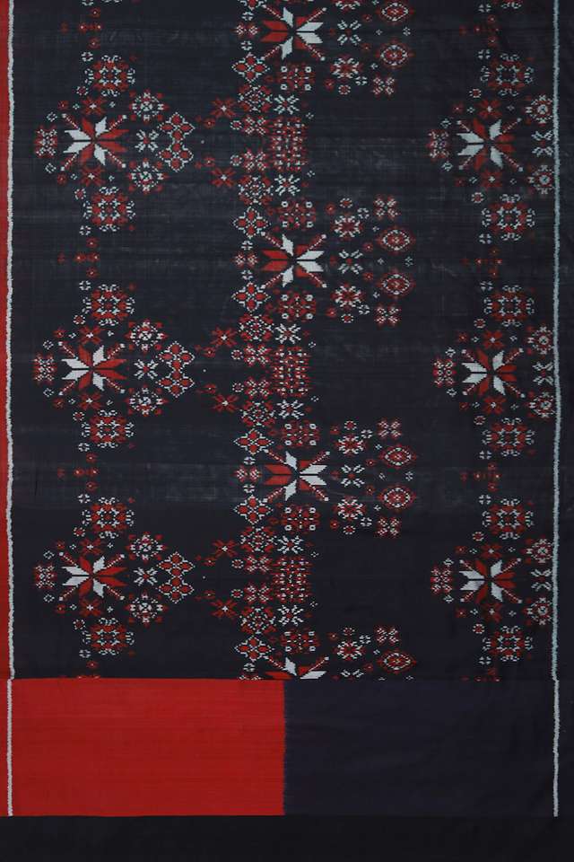 Black Rajkot Pure Silk Ikat Saree thumbnail image number null