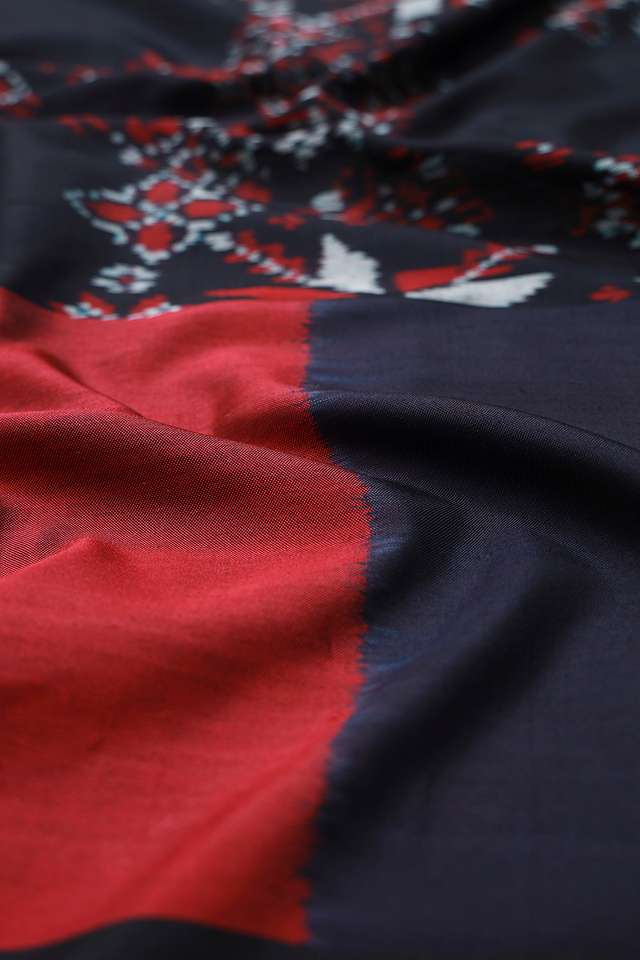 Black Rajkot Pure Silk Ikat Saree thumbnail image number null