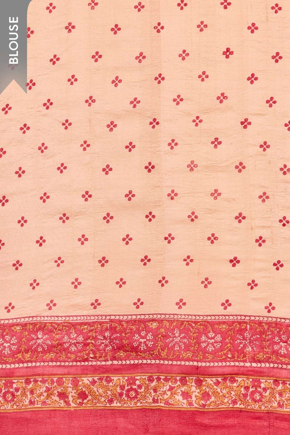 Red Pure Tussar Silk Block Printed Bengal Saree image number null
