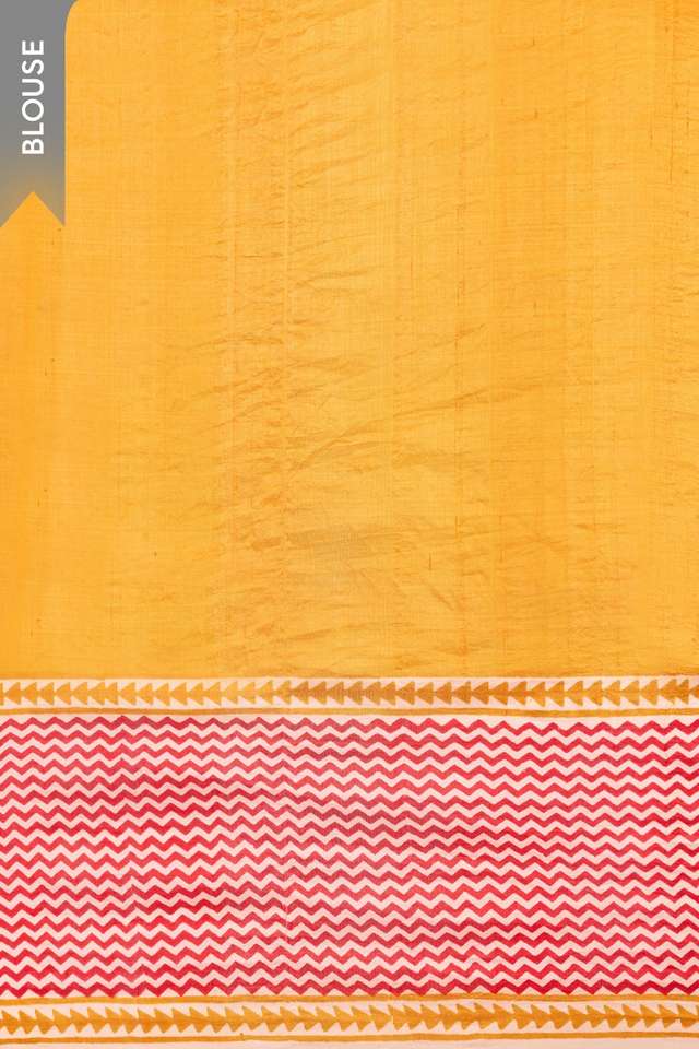 Off White Bengal Block Printed Pure Silk Saree thumbnail image number null
