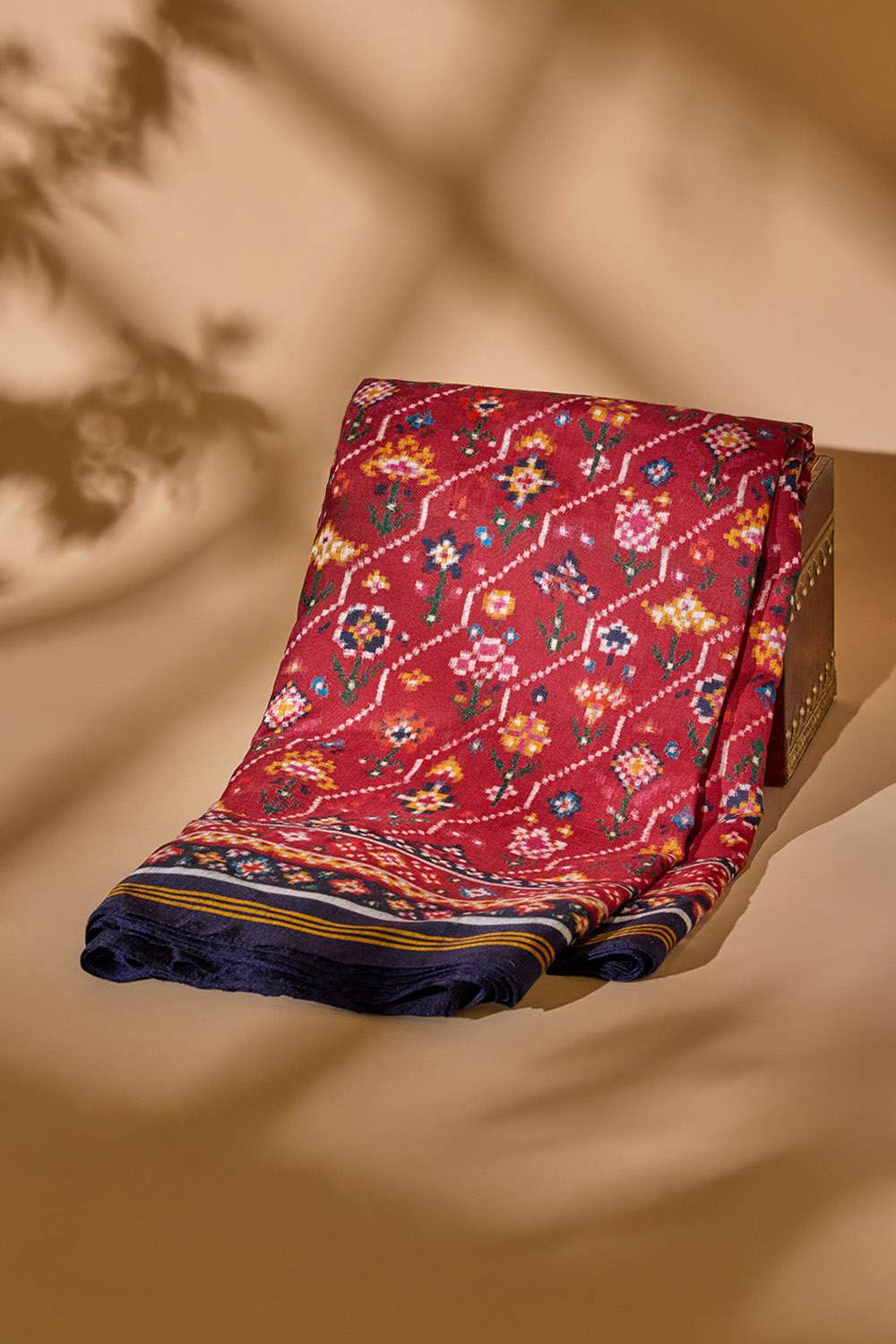 Red Patan Pure Silk Ikat Patola Saree image number null