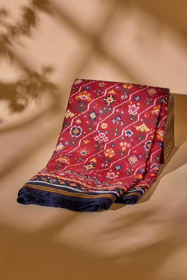 Red Patan Pure Silk Ikat Patola Saree image number