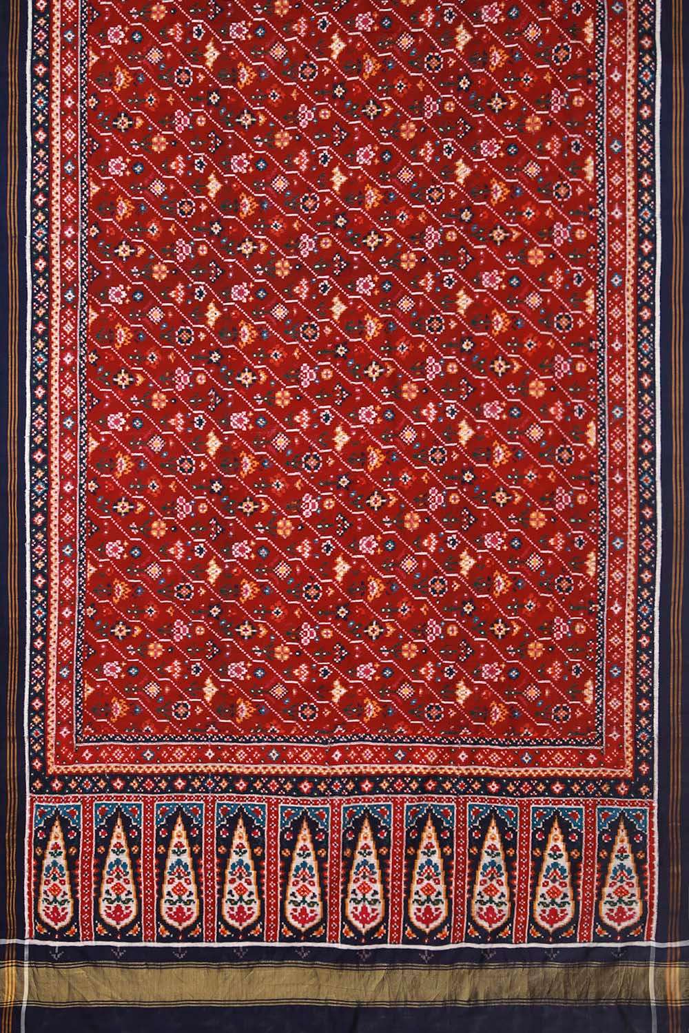 Red Patan Pure Silk Ikat Patola Saree image number null