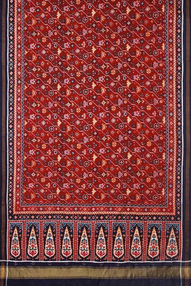 Red Patan Pure Silk Ikat Patola Saree thumbnail image number null