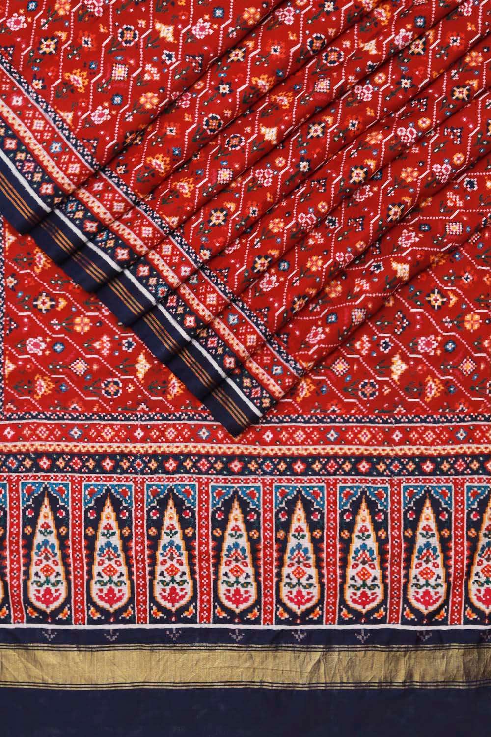Red Patan Pure Silk Ikat Patola Saree image number null