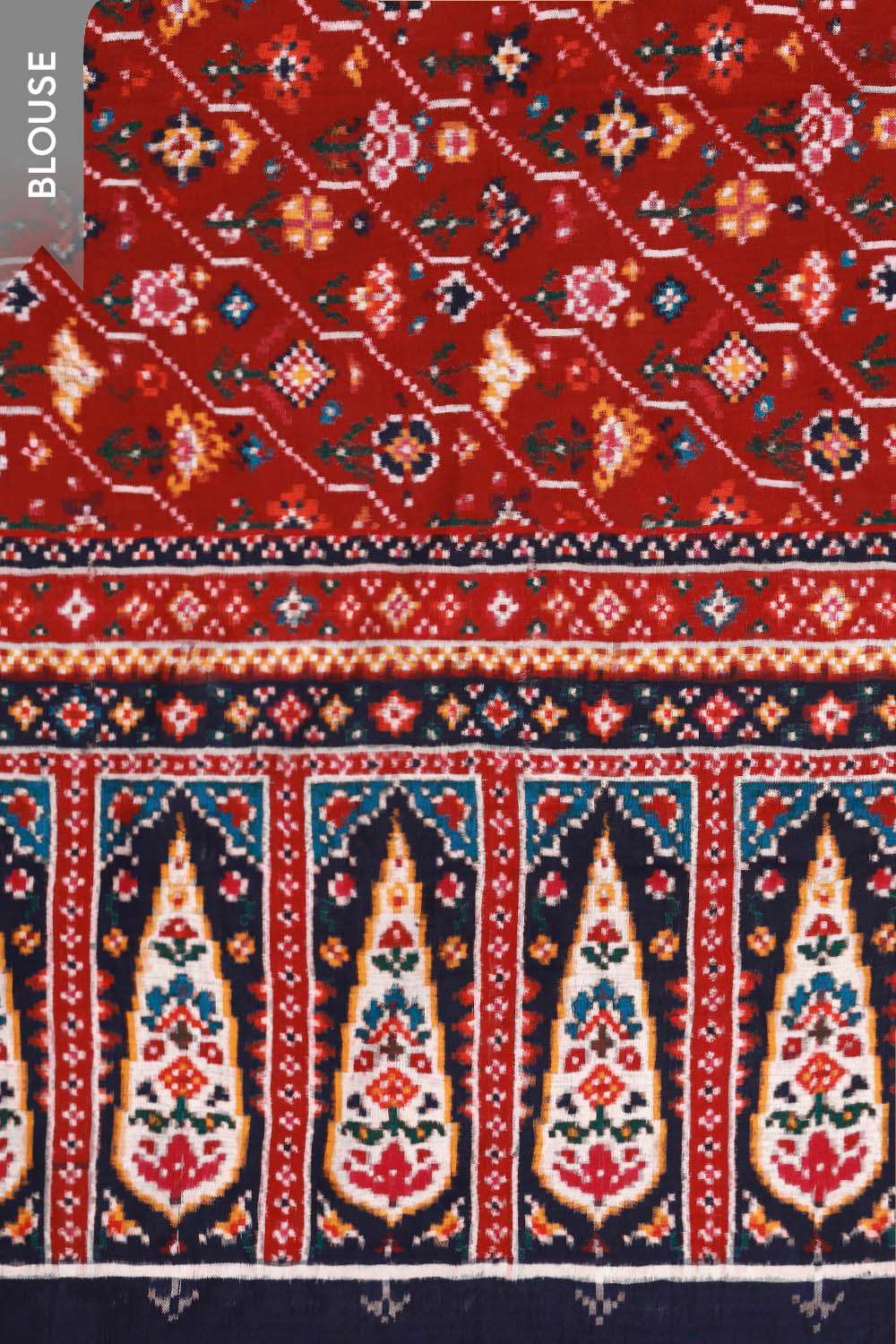 Red Patan Pure Silk Ikat Patola Saree image number null