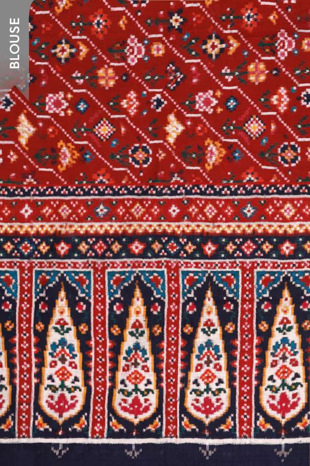 Red Patan Pure Silk Ikat Patola Saree thumbnail image number null