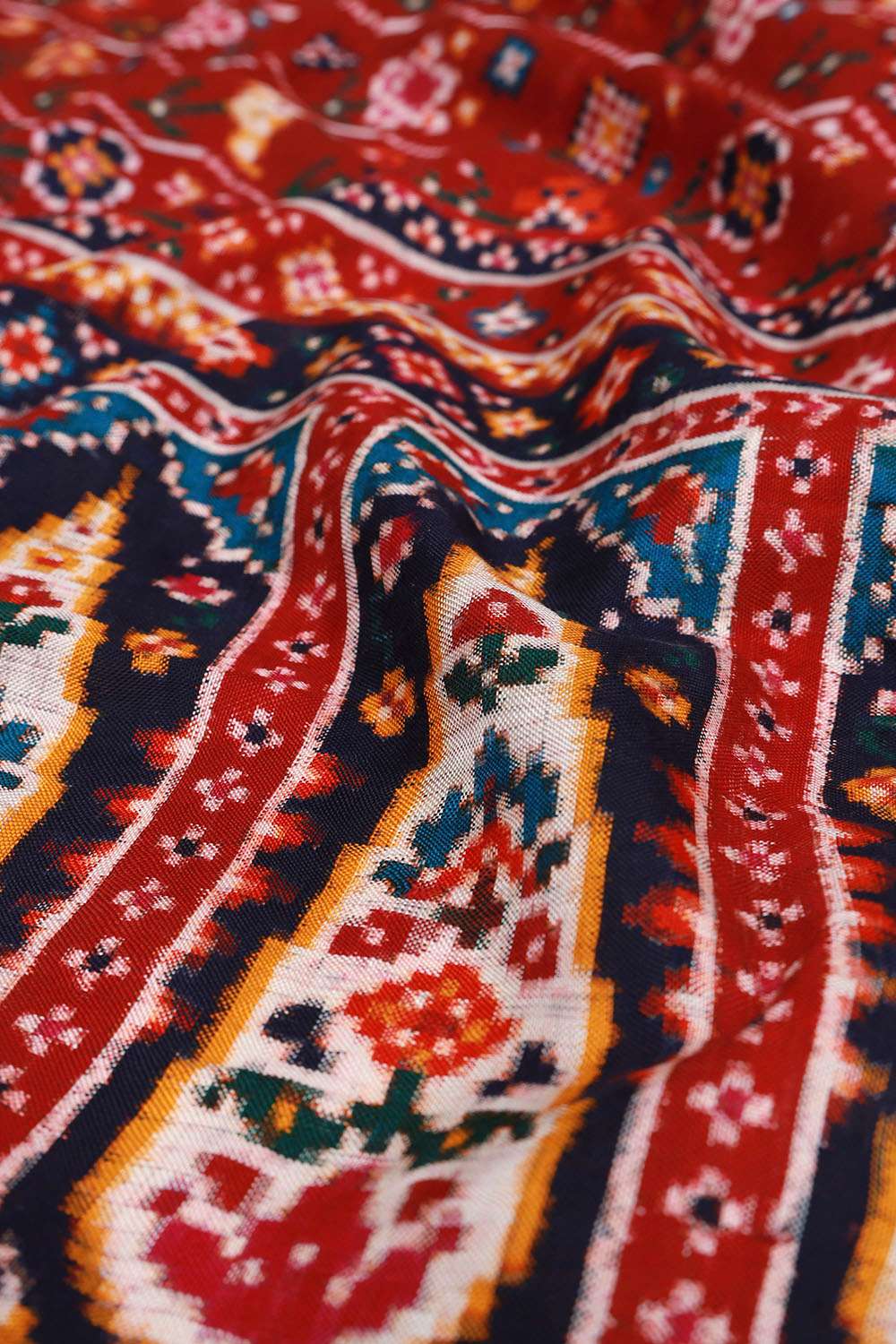 Red Patan Pure Silk Ikat Patola Saree image number null